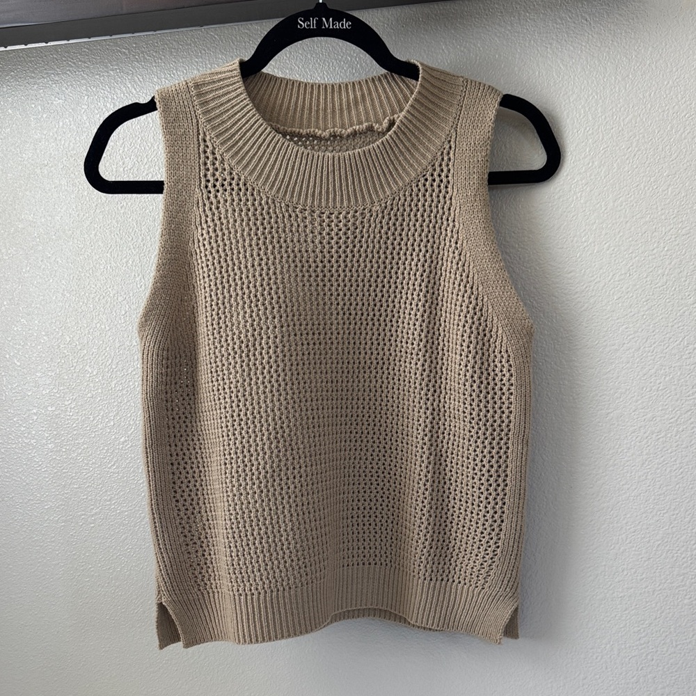 Sleeveless Knit Sweater Tank - Beige